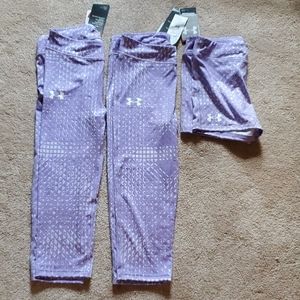 Lot of 3 NWT Under Armour legging & shorts (YLG)